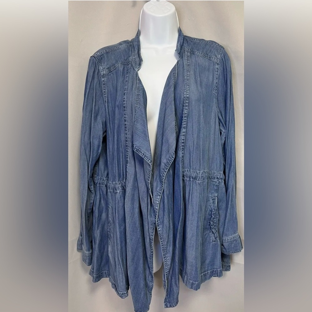 Altar'd State Womens Open‎ Front Cardigan Long Sleeve Denim Blue Sz Médium